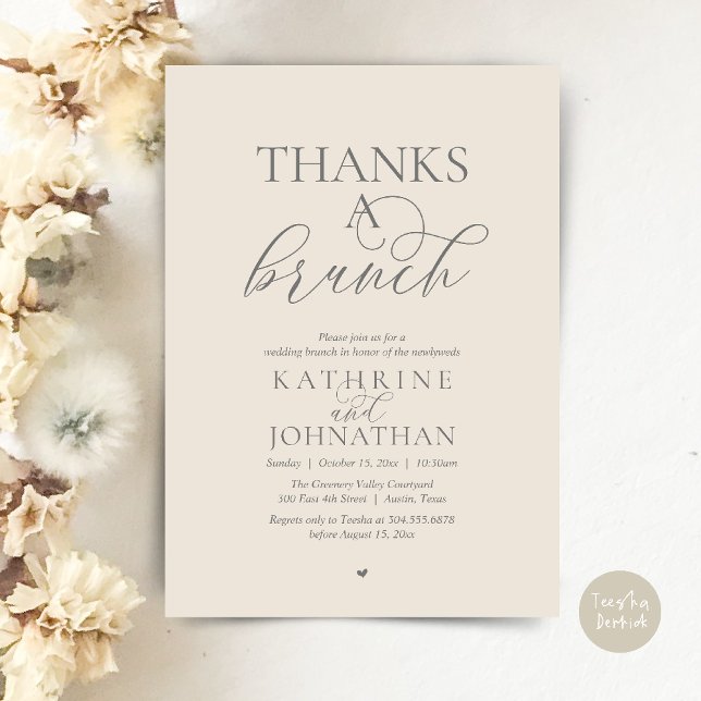 Thanks A Brunch, Modern Classy Wedding Invitation (Thanks A Brunch, Modern Classy Wedding Invitation Card in Cream and Grey)