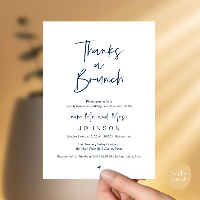 Thanks a Brunch, Post modern wedding celebration Invitation (Thanks a Brunch, Post modern wedding celebration, wedding crew, Invitation card, Navy Blue)