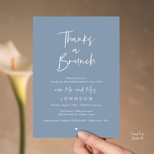 Thanks a Brunch, Post modern wedding celebration Invitation (Thanks a Brunch, Post modern wedding celebration, wedding crew, Invitation card, dusty Blue)