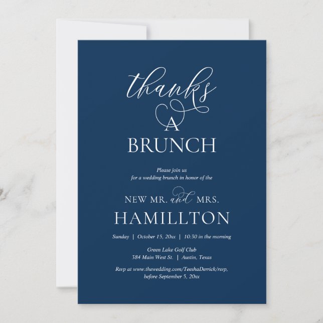 Thanks a Brunch, Post Wedding Elopement Party Invitation (Front)