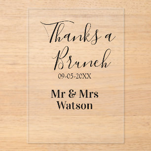 Thanks a brunch post wedding name date simple  acrylic invitations