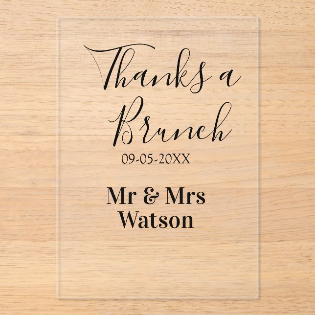 Thanks a brunch post wedding name date simple  acrylic invitations (Front)