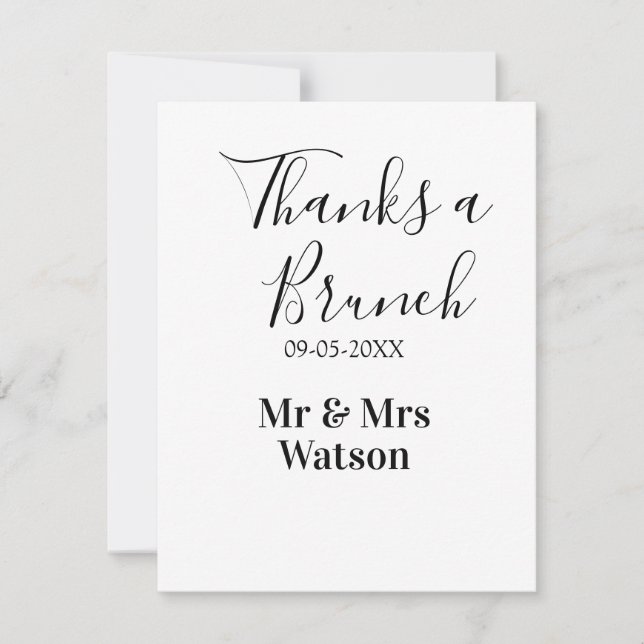 Thanks a brunch post wedding name date simple  card (Front)