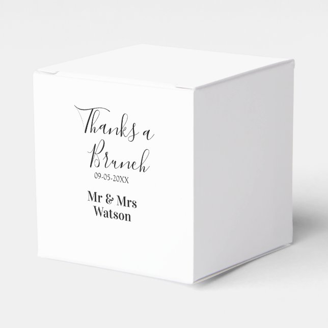 Thanks a brunch post wedding name date simple  favour box (Front Side)
