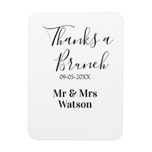 Thanks a brunch post wedding name date simple magnet
