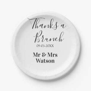 Thanks a brunch post wedding name date simple paper plate