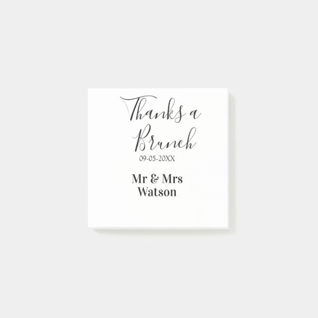Thanks a brunch post wedding name date simple  post-it notes (Front)