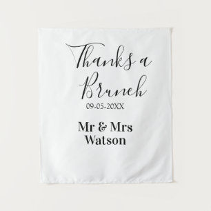Thanks a brunch post wedding name date simple  tapestry