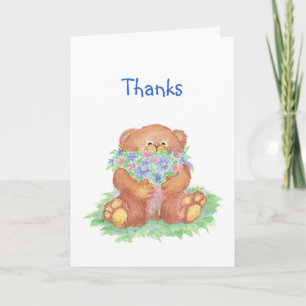 Thanks a Bunch Humor, Teddy Bear Flowers Thank You Card