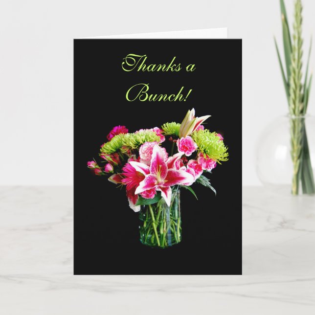 Thanks a Bunch, Stargazer Lily Bouquet Thank You Card (Front)