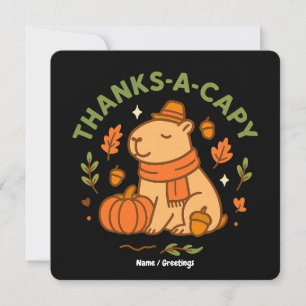 Thanks-a-Capy Cute Capybara Thanksgiving Retro  Invitation