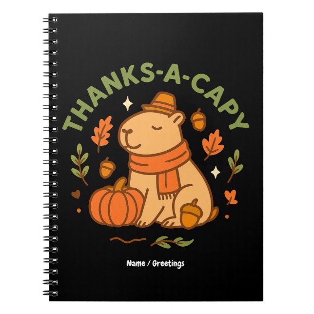 Thanks-a-Capy Cute Capybara Thanksgiving Retro  Notebook (Front)