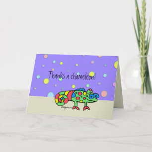 Thanks a Chameleon Thank You Purple Dots Card