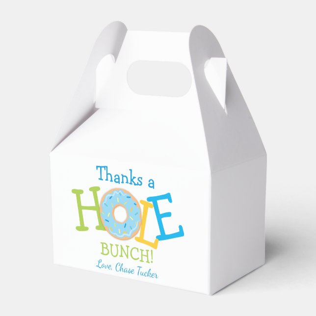 Thanks a Hole Bunch Boy Doughnut Birthday Party Favour Box (Front Side)