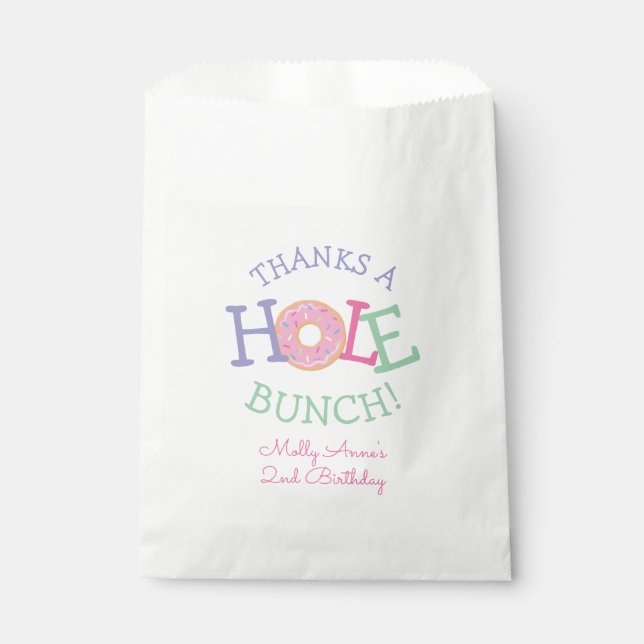 Thanks a Hole Bunch Doughnut Birthday Party Favour Bag (Front)