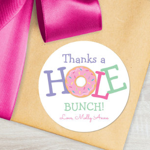 Thanks a Hole Bunch Doughnut Birthday Party Favour Classic Round Sticker