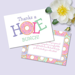 Thanks a Hole Bunch Doughnut Birthday Thank You Ca Card