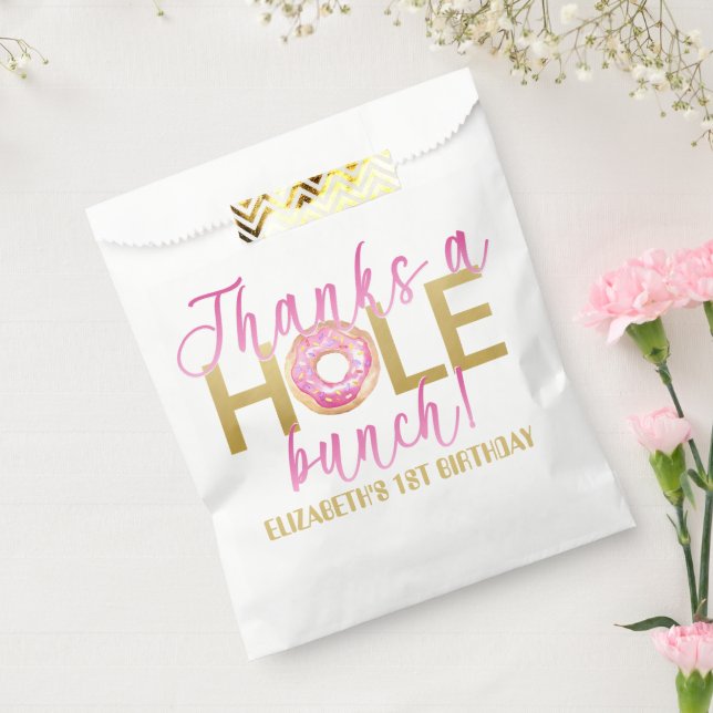 Thanks a Hole Bunch Doughnut Favour Bags Pink Gold (Sealed)