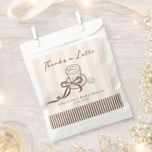 Thanks a Latte Bebe Cafe Hnad drawn Baby Shower Favour Bag