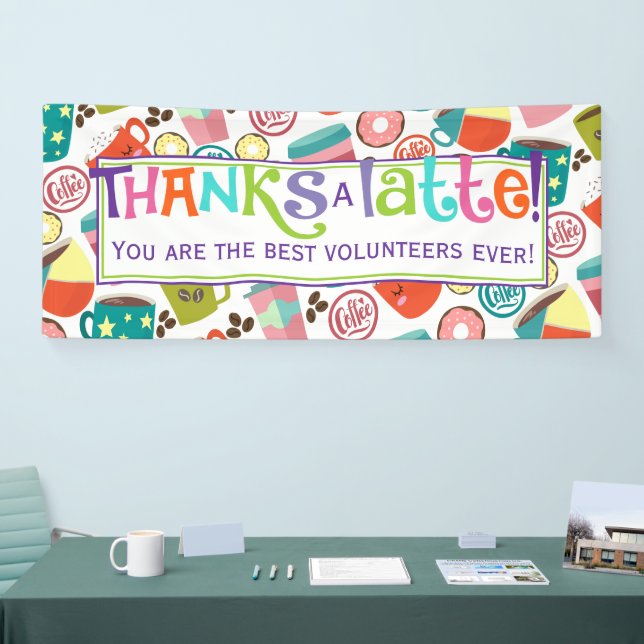 Thanks A Latte Coffee Appreciation Banner (Tradeshow)
