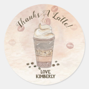 Thanks a Latte Coffee Classic Round Sticker