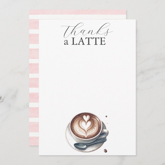 Thanks A Latte Coffee Lover Notecards (Front/Back)