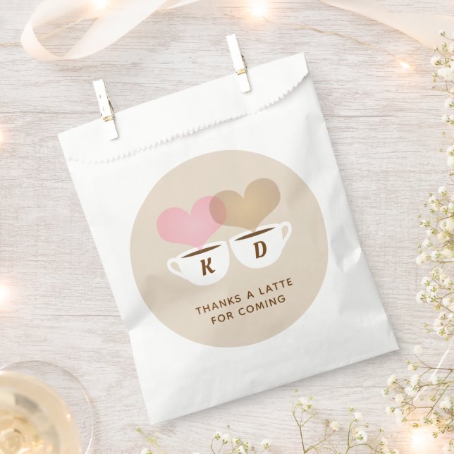 Thanks A Latte Custom Wedding Monogram Initials Favour Bag (Clipped)