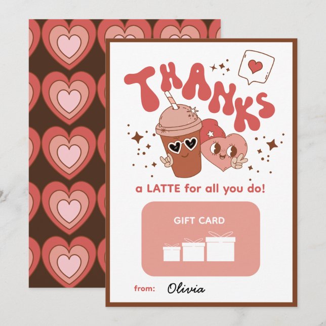 Thanks A Latte For All You Do! Gift Card Holder (Front/Back)