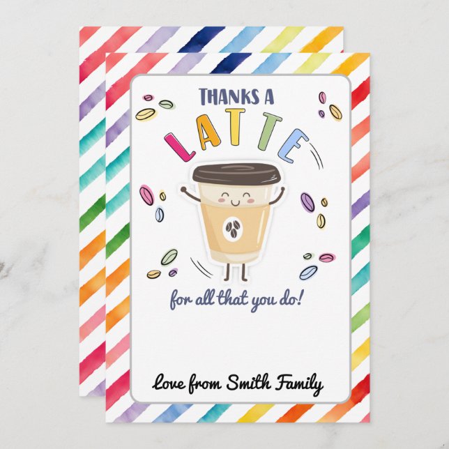 Thanks a latte purple gift card holder coffee card (Front/Back)