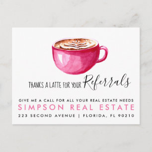 thanks a Latte real estate client referrals Announcement Postcard