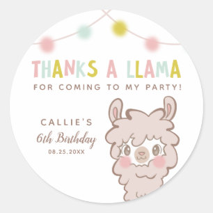 Thanks A Llama Baby Shower Favour Classic Round Sticker