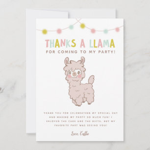 Thanks A Llama Cute Kids Birthday Party Thank You Card