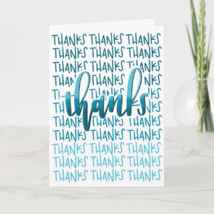 Thanks A Lot! - Thank You Card - Blue Calligraphy