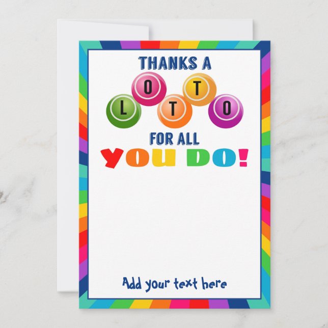 thanks a Lotto scratch card volunteer gift card (Front)