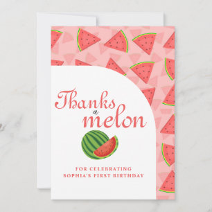 Thanks a Melon 1st Birthday Watermelon Thank You Card