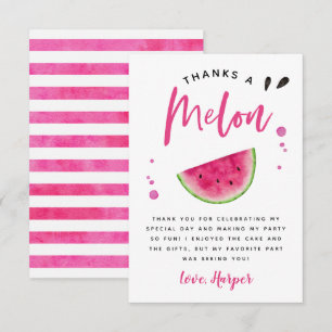 Thanks A Melon Pink Watermelon Birthday Thank You Card