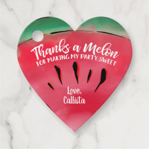 Thanks a Melon Quote Red Watermelon Watercolor Favour Tags