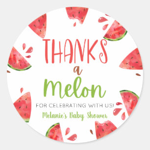 Thanks A Melon Watermelon Baby Shower Favour Classic Round Sticker