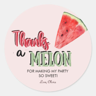 Thanks a Melon   Watermelon   Birthday  Thank You Classic Round Sticker