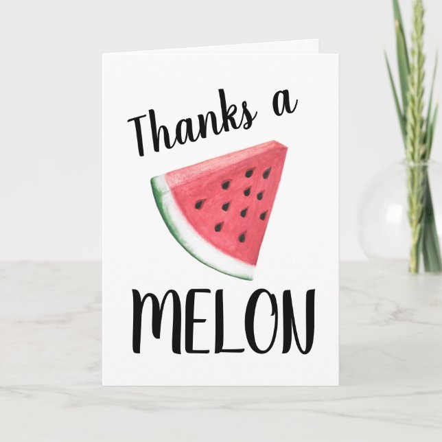 Thanks a Melon Watermelon Thank You Card (Front)