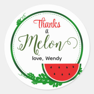 Thanks a melon, Watermelon Thank you Classic Round Sticker