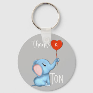 thanks a tonne elephant thanksgiving  ceramic orna key ring