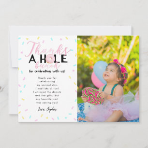 Thanks A Whole Bunch Doughnut Birthday Party Photo Thank You Card