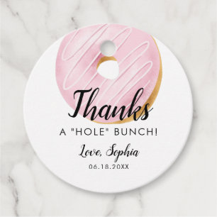 Thanks a WHOLE Bunch Doughnut Theme Birthday Party Favour Tags