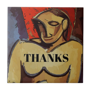 Thanks, Abstract Tile, edit text Ceramic Tile