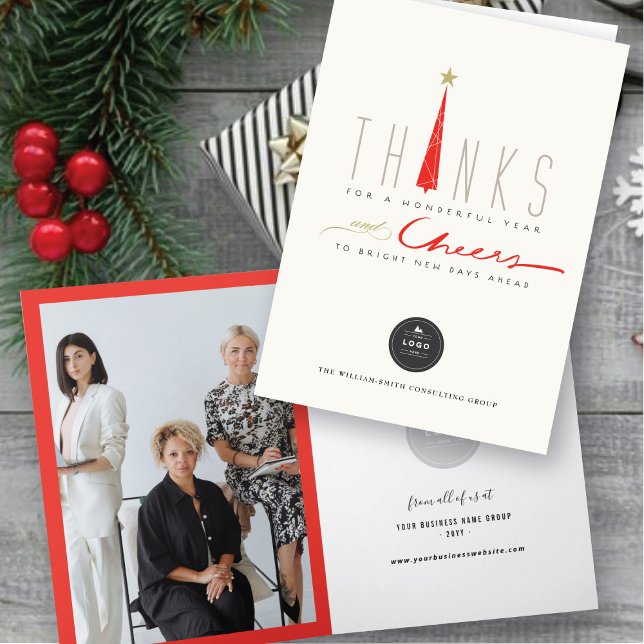 Thanks And Cheers Tall Tree Corporate Business Holiday Card (Thanks And Cheers Tall Tree Corporate Business Holiday Card @ fat*fa*tin)