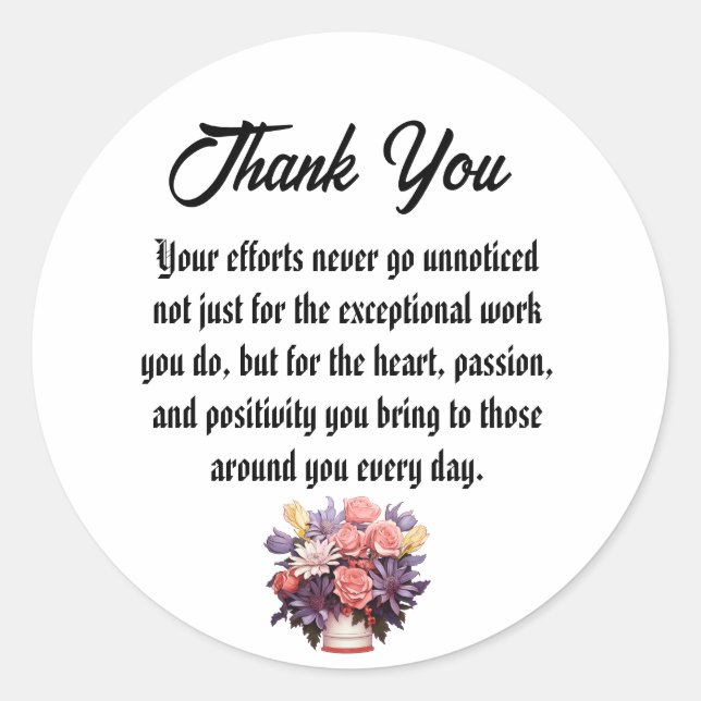 Thanks Appreciation Administrative Professionals  Classic Round Sticker (Front)