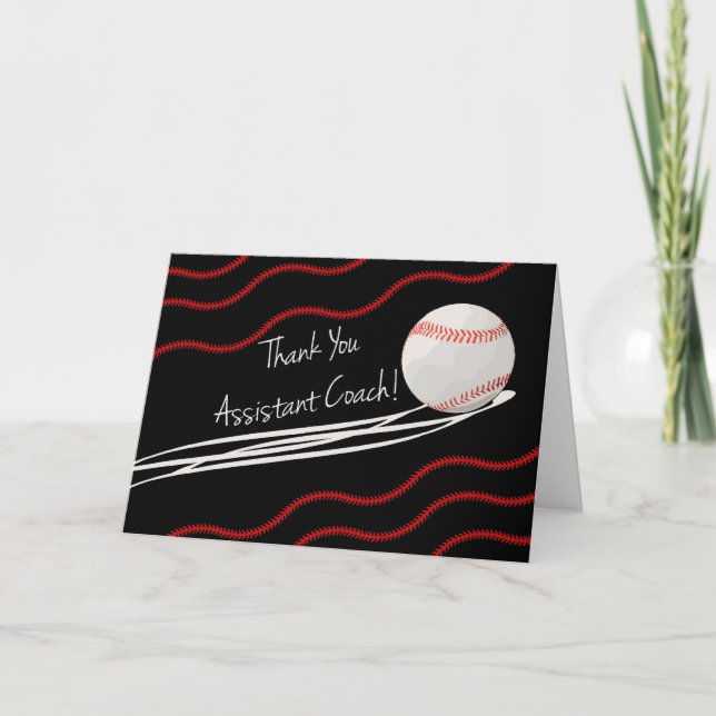 Thanks Assistant Baseball Coach, Fast Ball Thank You Card (Front)