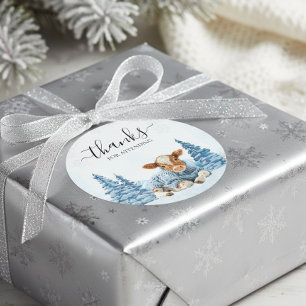Thanks Baby Cow Christmas Winter Classic Round Sticker