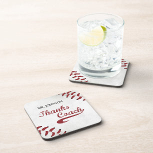 Thanks Baseball Coach Large Grunge Baseball Coaster